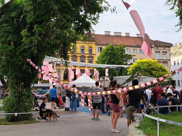 Paper installation in the public space